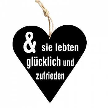 Holzschild "glücklich und zufrieden"